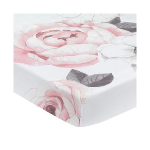 Floral Garden Pink/White Watercolor Cotton Baby Fitted Crib Sheet