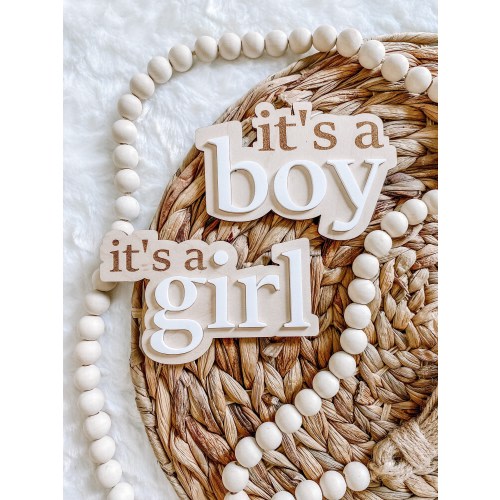 It’s a Boy Gender Reveal Wood Sign - It’s a Girl Birth Announcement - Milestone Card - Hospital Sign - 3D Wood Photo Prop - Plaque
