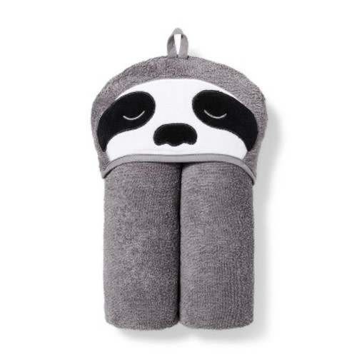 Sloth Hooded Towel Dark Gray - Pillowfort™
