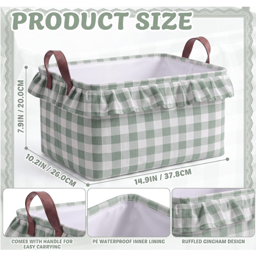 Sage Green Ruffle Gingham Basket