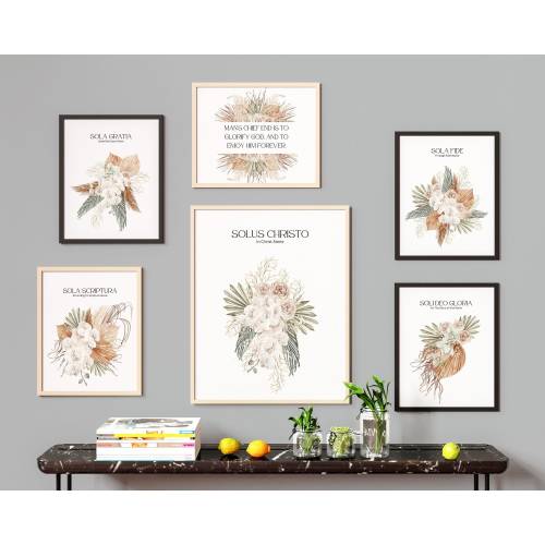 5 Solas The Five Solas of the Reformation Printable Christian Reformed Theology Wall Art Flower Decoration