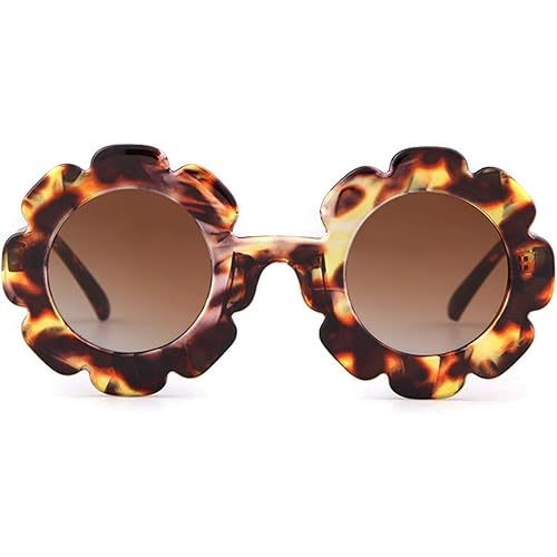ADE WU Sunglasses for Kids Round Flower Cute Glasses UV 400 Protection Children Girl Boy Gifts
