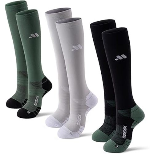 Compression Socks for Women and Men,Knee High 15-20mmHg Graduated Support(3 Pairs) Best for Nurses,Pregnant,Travel