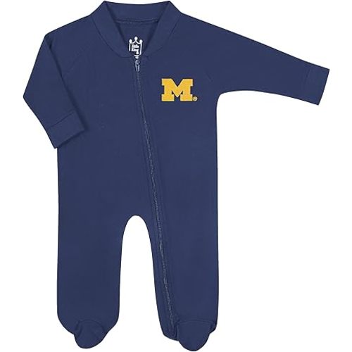 Little King NCAA Long Sleeve Full Zip Footed Romper-Sizes 0-3 Months 3-6 Months and 6-9 Months