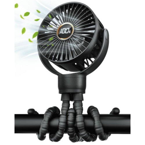 FrSara Portable Baby Stroller Fan,Stroller Fan Clip on, Safe and Quiet,4000mAh, Baby Fan for Stroller and Car Seat, 3-Speed Adjustable,Suitable for Desks,Travel,Bicycles,Camping- Black