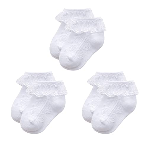 Durio Baby Girl Ruffle Socks - Super Soft Lace Socks for Baby Girls