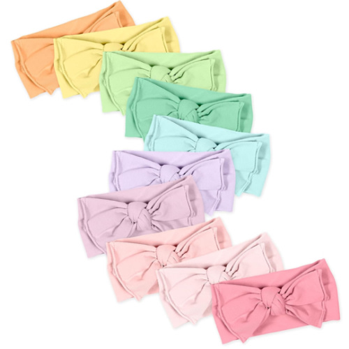 HonestBaby Girls' Organic Cotton Knotted Headbands Multi-Pack, 10-pack Rainbow Girl, One Size US