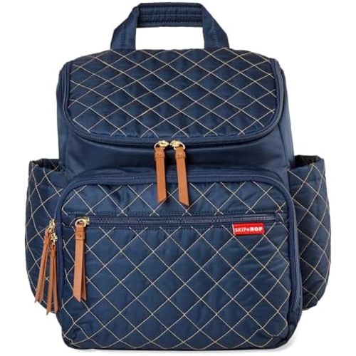 Skip Hop Diaper Bag Backpack: Forma, Multi-Function Baby Travel Bag with Changing Pad & Stroller Attachment, Navy