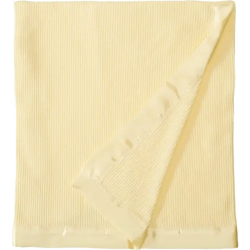 Thermal Waffle Weave Baby Blanket with Satin Nylon Trim (Yellow)