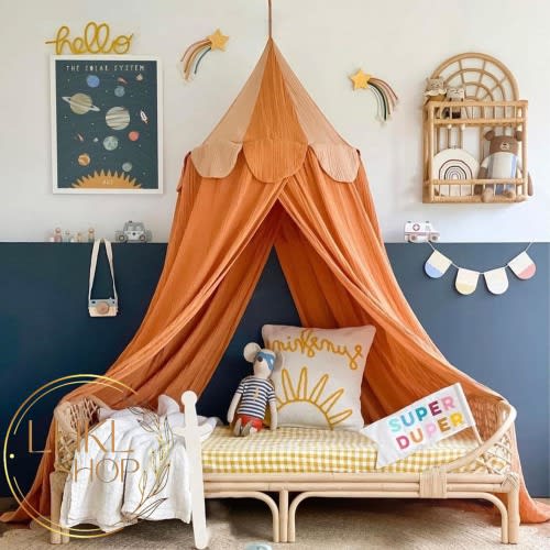 Hanging Crib Canopy, Linen Kid Canopy, Princess Baldachin, Baby Bed Curtains, Circus Canopy, Kids Bed Canopy, Kid Bed Tent, Nursery Decor