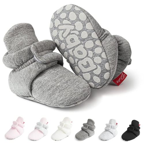 Meckior Infant Baby Boys Girls Cotton Booties Winter Fleece Warm Cozy Socks Soft Bottom Newborn Toddle First Walkers Crib Shoes with Grippers