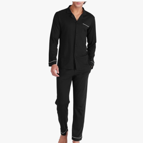DAVID ARCHY Mens Pajamas Set Soft Cotton Notched Collar Pajamas for Men Long Sleeve Mens Sleepwear with Pockets & Front Fly