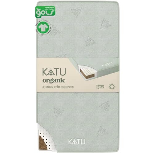 KATU 100% Organic Latex+Coconut 2-Stage Crib Mattress for Infant/Newborn/Toddler Safe Non-Toxic Hypoallergenic Breathable GOTS GOLS w