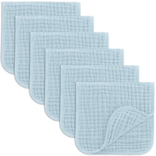 Muslin Burp Cloths Large 100% Cotton by Comfy Cubs, Color: Sky blue, Size: pack of 6