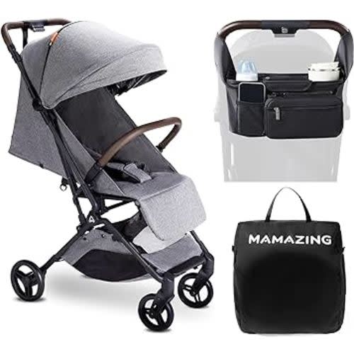 Baby Stroller with Organizer & Cushion, Mom’s Choice Gold Award Winner, Ultra Compact & Airplane-Friendly Travel Stroller, One-Handed Folding Stroller for Toddler, Only 11.5 lbs, Grey