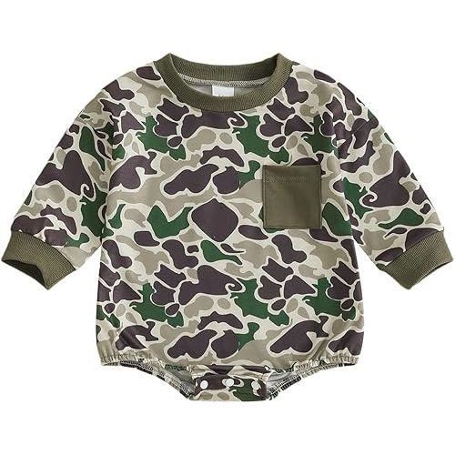 GOOCHEER Newborn Infant Baby Boy Fall Romper Outfit Camouflage Long Sleeve Bodysuit Jumpsuit Clothes