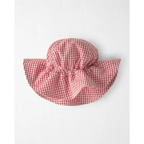 Baby Girl Sunhat Made with Organic Cotton in Red Gingham - Little Planet | Carter's