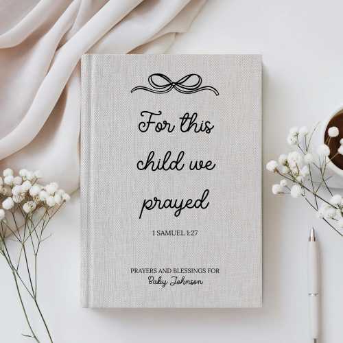 Personalized Christian Baby Prayer Journal, Baby Diary Book for New Mom, Customizable Baby Memory Book, Baby Shower Guestbook Keepsake - faux linen mint