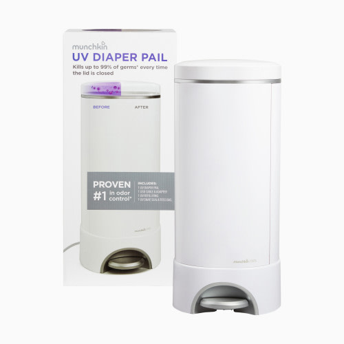Munchkin UV STEP Diaper Pail - White, Uv Diaper Pail
