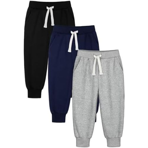 HXP 3 Pack Toddler Sweatpants Cotton Toddler Boys Girls Unisex Sweatpants Pants with Pocket Drawstring
