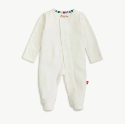 cream organic cotton magnetic footie