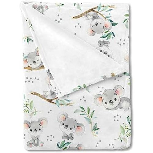 HawSkgFub Koala Bear Leaf Baby Blanket Boy Girl Gift Neutral, Australian Animal Flannel Fleece Nursery Bed Swaddle Receiving Blankets, Soft Lightweight Newborn Infant Kids Toddler Crib Bedding 30 x 40