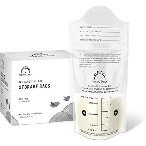 Amazon Brand - Mama Bear Breastmilk Storage Bags, 100 Count