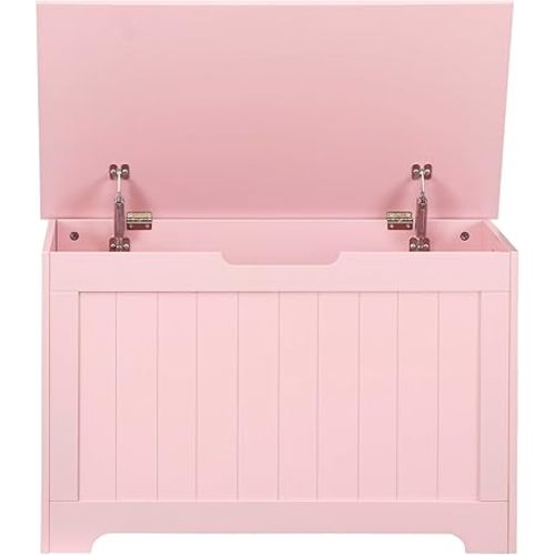 30'' Toy Box Storage Chest Trunk for Boys Girls Kids,Wooden Storage Bench Organizer Box Shoe Blanket Chest,w/2 Safety Hinges,for Living Room,Bedroom,Entryway(Pink)