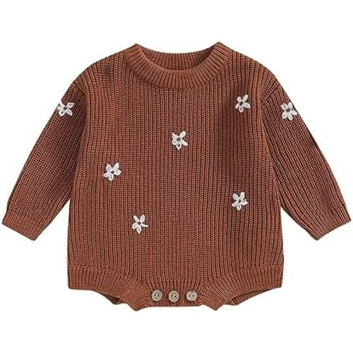 SAYOO Baby Sweater Romper Toddler Girl Oversize Embroidery Knit Pullover Sweater Warm Sweatshirt Romper Fall Winter Clothes