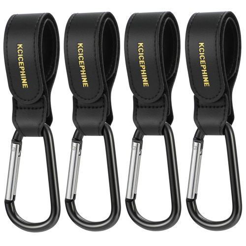 4Pack Universal Baby Stroller Hooks Clips for Hanging Bags and Shopping,Convenient Stroller Straps Accessories Perfect for Uppababy, Babyzen Yoyo, Britax, Bugaboo, Bob, Buggy, Shopping Cart(Black)