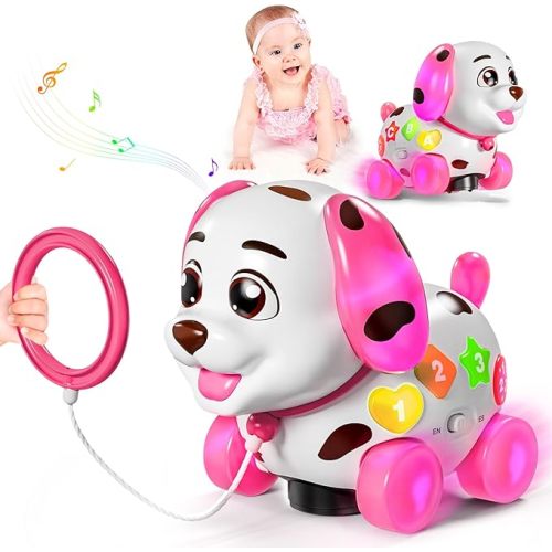 Toys for 1 Year Old Girl Gifts, 1st Birthday Gril Gift, Baby Toy 6-12-18 Months, Musical Puppy Toddler Learning Toy for 1 Year Old Boy Gift Present, Bilingual Toys with Music Light