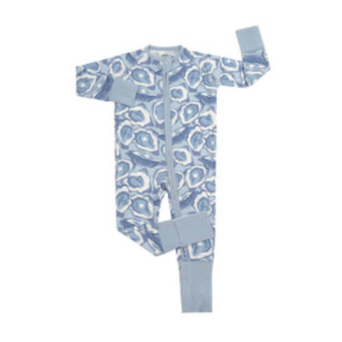 Zipper Baby Pajamas | Super Soft Viscose Bamboo | Blue Oyster Print | Free Shipping >$50 – Southern Slumber