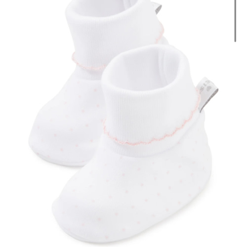 White/Pink New Kissy Dots Print Booties