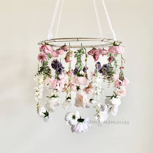 Floral Nursery Mobile – Flower Baby Crib Mobile, Boho Hanging Mobile, Girl Nursery Decor, Baby Shower Gift