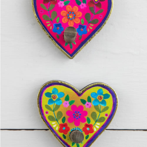 Adhesive Wooden Wall Hooks, Set of 2 - Heart – Natural Life