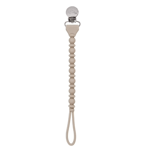 Itzy Ritzy Silicone Pacifier Clip; 100% Silicone Pacifier Strap with Clip Keeps Pacifiers, Teethers & Small Toys in Place; Features One-Piece Design & Silicone Cord, Toast