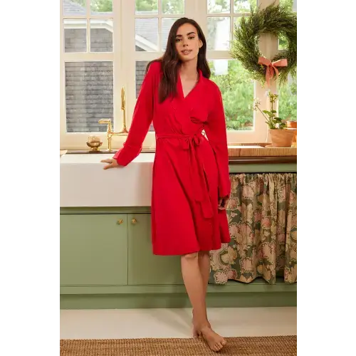 LAKE | Women | Pima Cotton Pajamas | Sunkissed Coral Scallop Robe