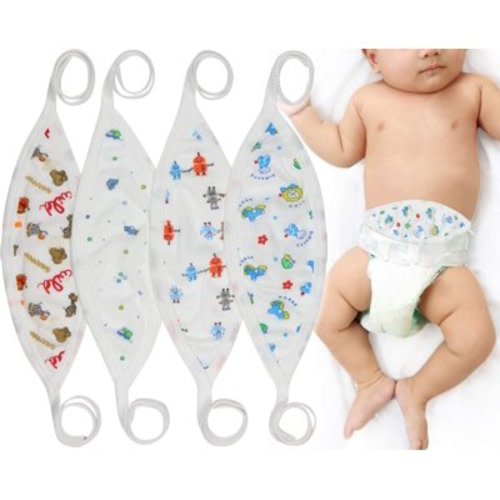 ToBeInStyle Newborn Babies' 4 Pack Ultra-Soft Cotton Baby Umbilical Belly Binder - Cute Characters