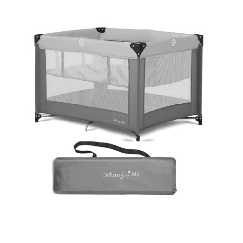 Dream On Me Zazzy Portable Playard with Bassinet in Grey, Packable and Easy Setup Baby Playard, Lightweight and Portable Playard for Baby with Mattress and Travel Bag