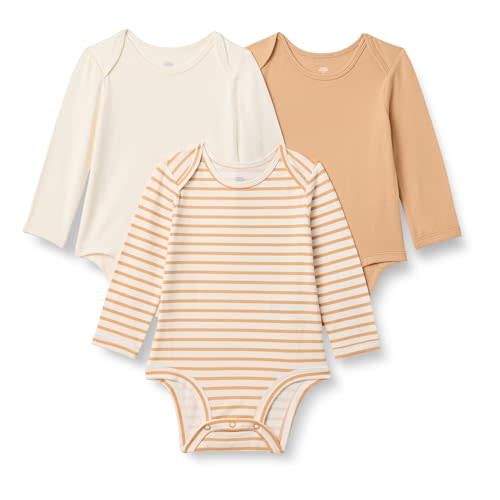 Amazon Essentials x Sofia Grainge Unisex Babies' Long Sleeve Crew Neck Bodysuit, Pack of 3