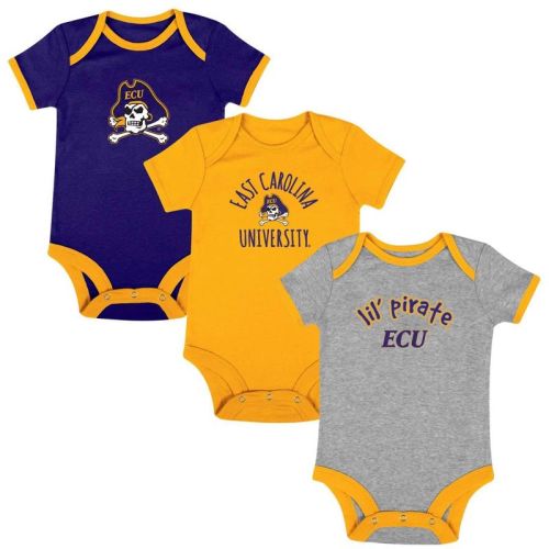 NCAA East Carolina Pirates Infant 3pk Bodysuit, Size: 3-6M