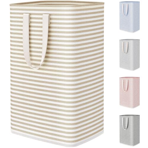 Lifewit 75L Large Collapsible Laundry Hamper, Tall Foldable Dirty Clothes Baskets Waterproof, Freestanding Design with Easy Carry Handles in Dorm Bedroom Bathroom College, Beige