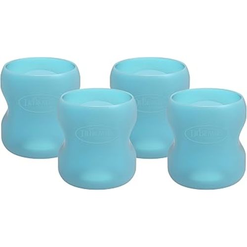 Dr. Brown’s Natural Flow® Options+™ Glass Baby Bottle Sleeves, 100% Silicone, 5 oz, Wide-Neck, Blue (Pack of 4)