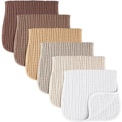 Konssy Muslin Baby Burp Cloths Sets for Unisex- 6 Pack Large 100% Cotton Burping Clothes for Newborn, Baby Girls and Boys
