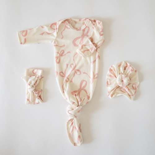 Sleeper and Headwrap Set in Ribbon