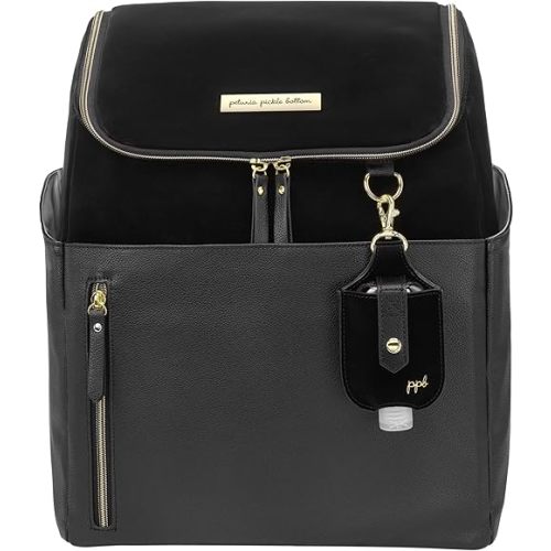 Petunia Pickle Bottom Tempo Backpack, Designed for Busy Families, Attaches to Stroller or Suitcase, Spacious Main Compartment, Twilight Black