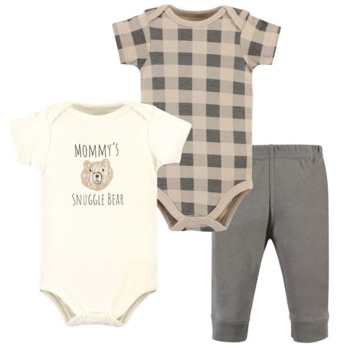 Hudson Baby Cotton Bodysuit And Pant Set, Snuggle Bear Short Sleeve, Newborn