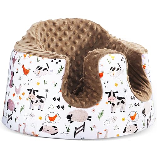BOMOLOUR Seat Cover Compatible with Bumbo and Nuby Seat, Removable Breathable Baby Floor Seat Cover for Boys and Girls, Seat Not Included (Brown Farm)