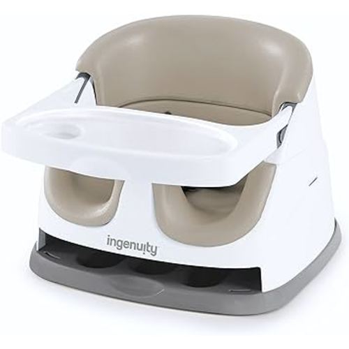 Ingenuity Baby Base 2-in-1 Booster Feeding & Floor Seat with Self-Storing Tray, Cashmere