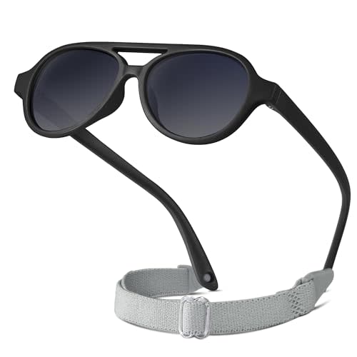 RIVBOS Baby Wrap Polarized UV400 Sunglasses - Soft Frame with Secure Strap for Infant and Newborn (0-18 Months) RBK068